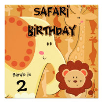 Safari Animals Customized Birthday Invitations invitations