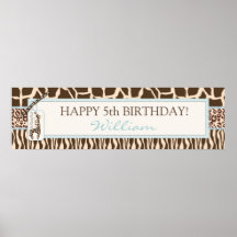 Safari Boy BB Birthday Banner Posters