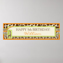 Safari Boy Orange Birthday Banner Posters