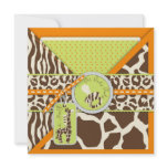 Safari Boy Orange Invitation Square