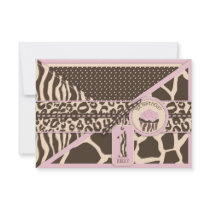 Safari Girl Birthday RSVP Card A1 Invite