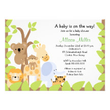 Safari Jungle Baby Animails Baby Shower Invitation