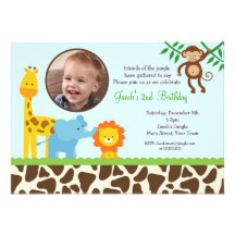 Safari Jungle Photo Birthday Invitations