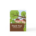 Safari Monkey Twins Baby Shower Thank You Card
