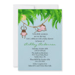 Safari Twin Monkeys Baby Shower Invitation