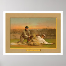 Safe At Third Baseball Card 1911 Print