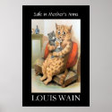 Safe in Mother's Arms by Louis Wain Poster Print