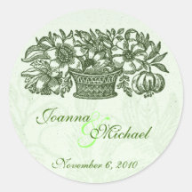 Sage Classic Flower Basket Wedding Sticker