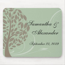 Sage Green and Soft Brown Stylised Eco Tree Mouse Mats