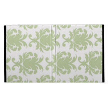 sage green bold large damask pattern iPad folio case