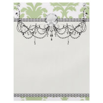 sage green bold large damask pattern personalized flyer