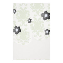 sage green bold large damask pattern customised stationery