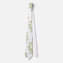 sage green bold large damask pattern custom tie