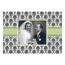 Sage Green Damask Anniversary Party Invitation