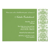 Sage Green Damask Bachelorette Party Invitation