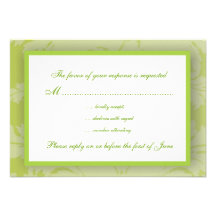 Sage Green Damask RSVP Card Invitations