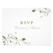 Sage Green Floral Decal RSVP Card Custom Invite
