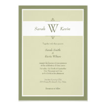 Sage Green Monogram Wedding Invitations