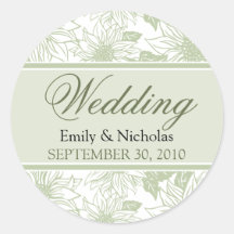 Sage Green Sunflowers Wedding Invitation Seal Sticker