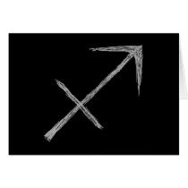 Sagittarius. Zodiac Astrology Sign. Black. Greeting Cards