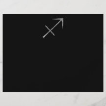 Sagittarius. Zodiac Astrology Sign. Black. Flyer