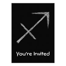 Sagittarius. Zodiac Astrology Sign. Black. Personalized Announcement