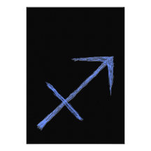 Sagittarius. Zodiac Astrology Sign. Blue. Personalised Invite