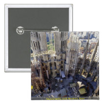 Sagrada familia, aerial, Barcelona, Spain Pinback Buttons