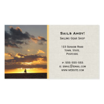 Sail boat at sunset business card