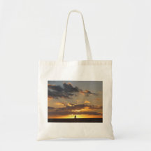 Sail boat at sunset canvas bag