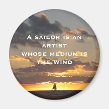 Sail boat at sunset refrigerator magnet