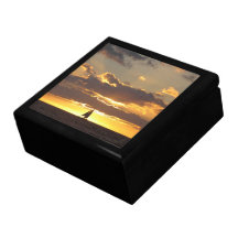 Sail boat at sunset trinket box