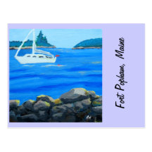 Sail Boat, Fort Popham, Maine Postcards