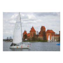 Sail boat with Island Castle by Lake Galve, Photo
