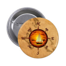 Sailboat And Compass Rose Pins