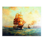 Sailboat and ocean steamer post card