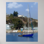 Sailboat at Anchor in Harbour posters