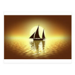 Sailboat at sunset postcard