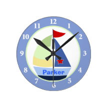 Sailboat Nursery Room Custom Wall Clock
