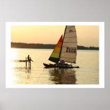 Sailboat picking on Lake Mendota Poster