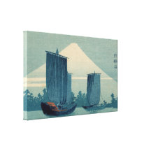 Sailboats and Mount Fuji - Uehara Konen Stretched Canvas Prints