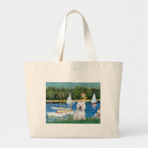 Sailboats at Argenteuil  - Westie 2 Tote Bags