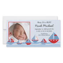 Sailboats Baby Boy Birth Annoucement