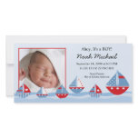 Sailboats Baby Boy Birth Annoucement photo cards