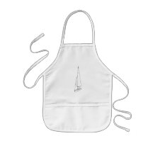 Sailing boat. Sketch in Black and White. Apron