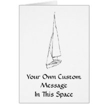 Sailing boat. Sketch in Black and White. Cards
