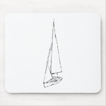Sailing boat. Sketch in Black and White. Mouse Pads