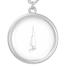 Sailing boat. Sketch in Black and White. Custom Jewelry