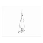 Sailing boat. Sketch in Black and White. Postcards