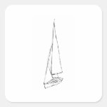Sailing boat. Sketch in Black and White. Sticker